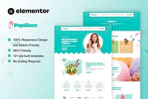 PopGlace – kit de plantillas de Elementor para heladería